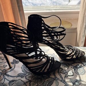 INC International Concepts Black Strappy Heels